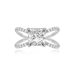 Split Shank Pave Lab Engagement Ring