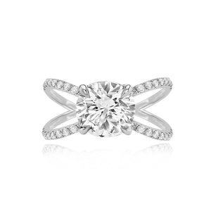 Diamond Reverse Split Shank Pave Band Engagement Ring