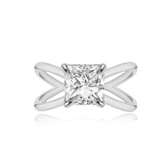 Gold Reverse Split Shank Lab Engagement Ring