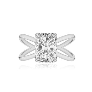 Large Diamond Reverse Gold Split Shank Engagement Ring