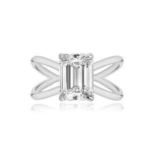 Large Diamond Reverse Gold Split Shank Engagement Ring