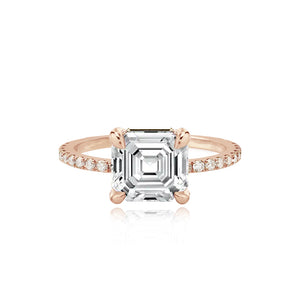 Large Diamond Shape Engagement Pave Ring