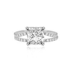 Diamond Pave Split Shank Engagement Ring