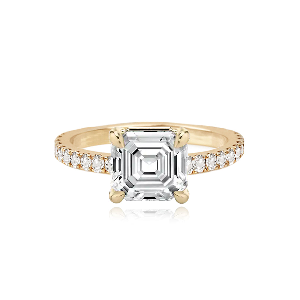 Thick Diamond Pave Band Engagement Ring