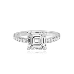 Thick Diamond Pave Band Engagement Ring