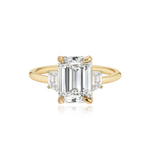 Diamond Trapezoid Side Stones Gold Band Engagement Ring