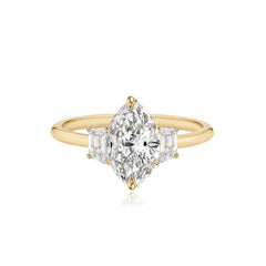 Diamond Trapezoid Side Stones Gold Band Engagement Ring