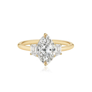 Diamond Trapezoid Side Stones Gold Band Engagement Ring