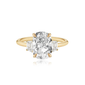 Diamond Trapezoid Side Stones Gold Band Engagement Ring