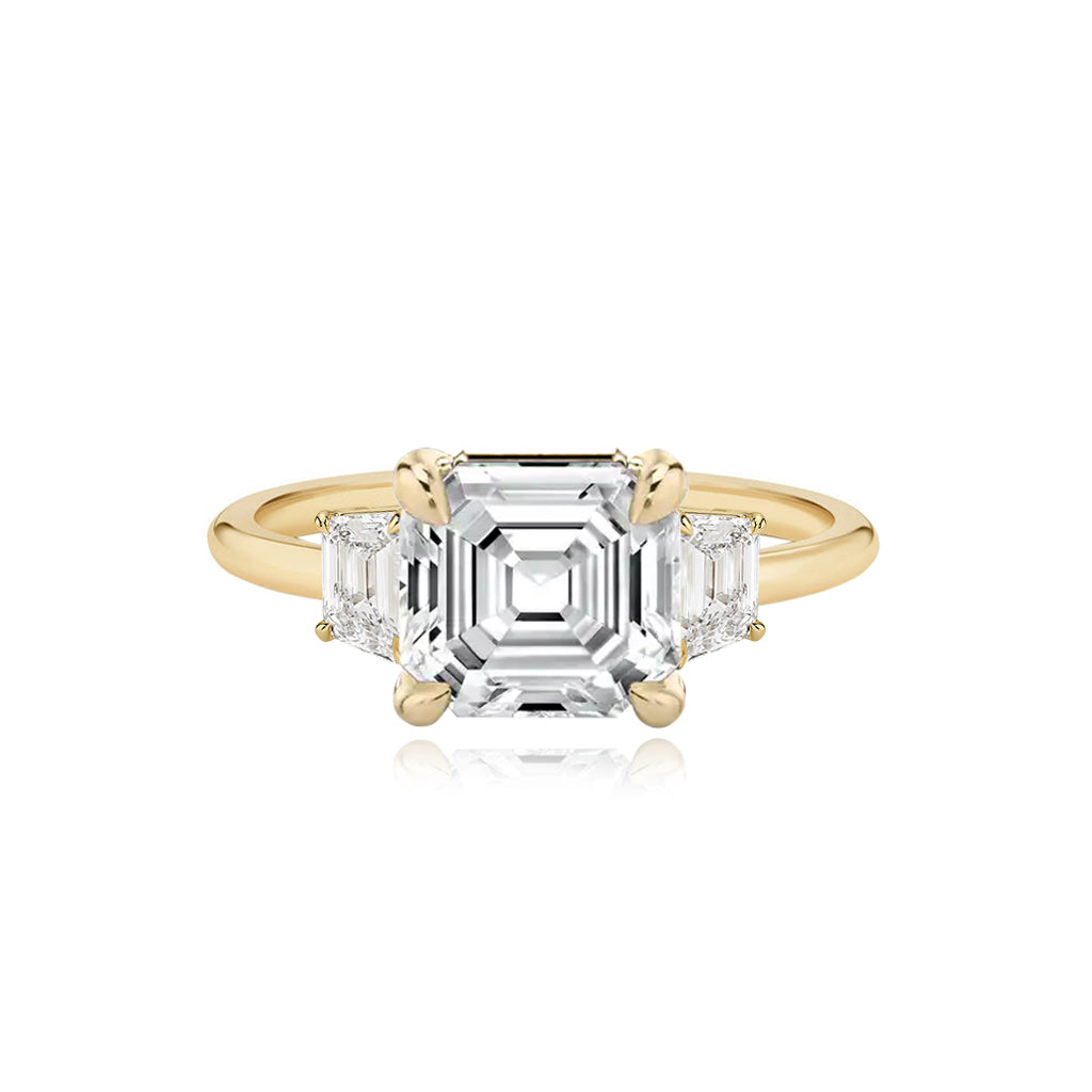 Diamond Trapezoid Side Stones Engagement Ring
