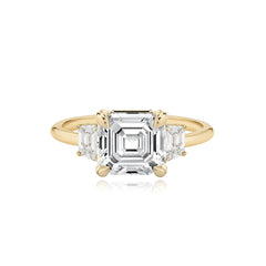 Diamond Trapezoid Side Stones Gold Band Engagement Ring