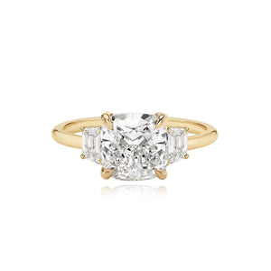 Diamond Trapezoid Side Stones Gold Band Engagement Ring