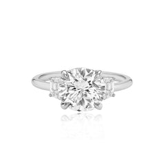Diamond Trapezoid Side Stones Engagement Ring