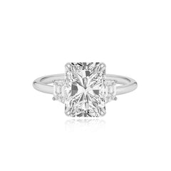 Diamond Trapezoid Side Stones Engagement Ring