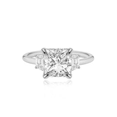 Diamond Trapezoid Side Stones Engagement Ring