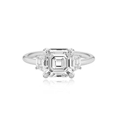 Diamond Trapezoid Side Stones Engagement Ring