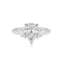 Load image into Gallery viewer, Large Diamond Gold Trapezoid Side Stones Engagement Ring

