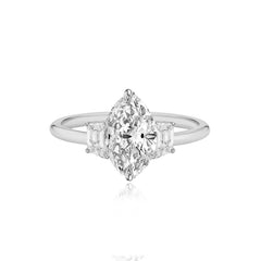 Diamond Trapezoid Side Stones Engagement Ring