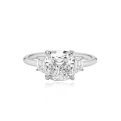 Diamond Trapezoid Side Stones Engagement Ring