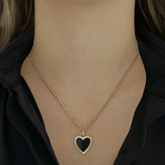 Large Fluted Outline Stone Heart Charm