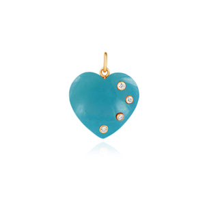 Large Four Diamond Heart Stone Charm