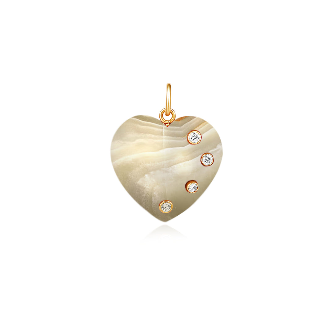 Large Four Diamond Heart Stone Charm