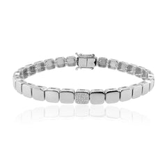 Large Golden Spaced Pave Square Bracelet