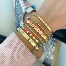 Load image into Gallery viewer, Thin Gemstone Rainbow Segment Diamond Bangle
