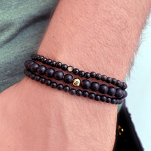 Load image into Gallery viewer, Large Onyx Bead and Black Diamond Men Bracelet
