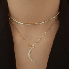 Large Pave Moon Charm