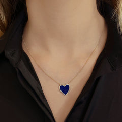 Large Pave Outline Stone Heart Necklace