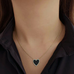 Large Pave Outline Stone Heart Necklace