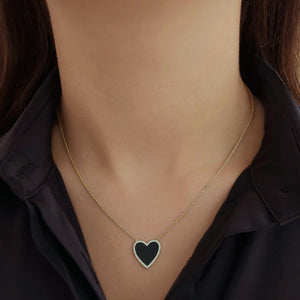 Large Pave Outline Stone Heart Necklace