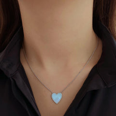 Large Pave Outline Stone Heart Necklace