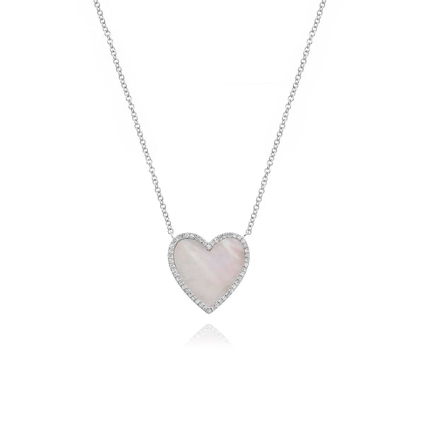 Large Pave Outline Turquoise Heart Necklace