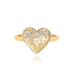 Large Dripping Scattered Puffy Heart Ring