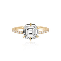 Six Prong Diamond Pave Engagement Ring