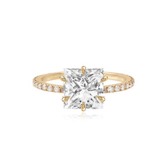 Six Prong Diamond Pave Engagement Ring