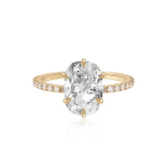 Six Prong Diamond Pave Engagement Ring
