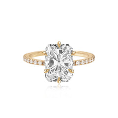 Six Prong Diamond Pave Engagement Ring