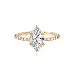 Six Prong Diamond Pave Engagement Ring