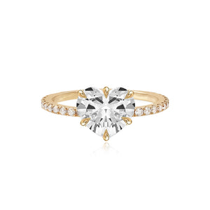 Six Prong Diamond Pave Engagement Ring