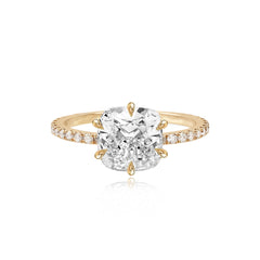 Six Prong Diamond Pave Engagement Ring