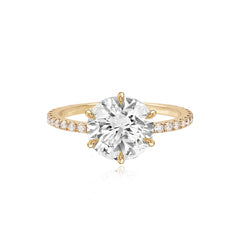 Six Prong Diamond Pave Engagement Ring