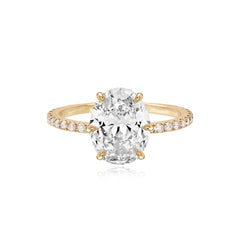 Six Prong Diamond Pave Engagement Ring