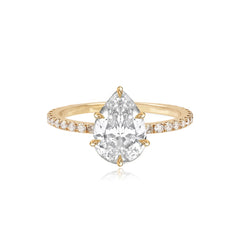 Six Prong Diamond Pave Engagement Ring