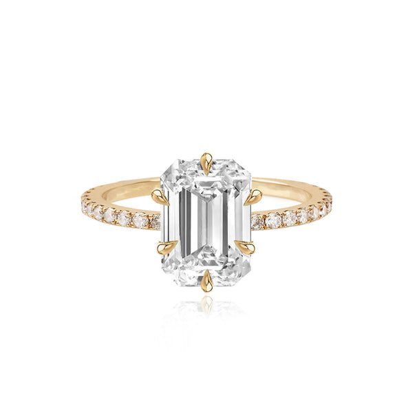 Six Prong Diamond Pave Engagement Ring