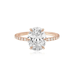 Six Prong Diamond Pave Engagement Ring