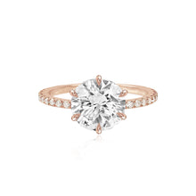 Load image into Gallery viewer, Six Prong Diamond Pave Engagement Ring
