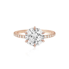 Six Prong Diamond Pave Engagement Ring